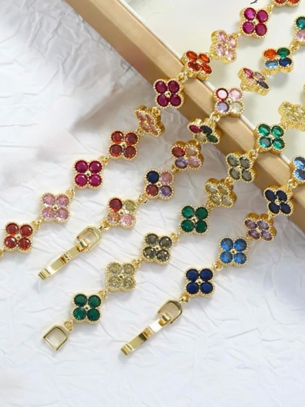 Multicolor Clover Link Bracelet NWT Gold Plated Pick 1